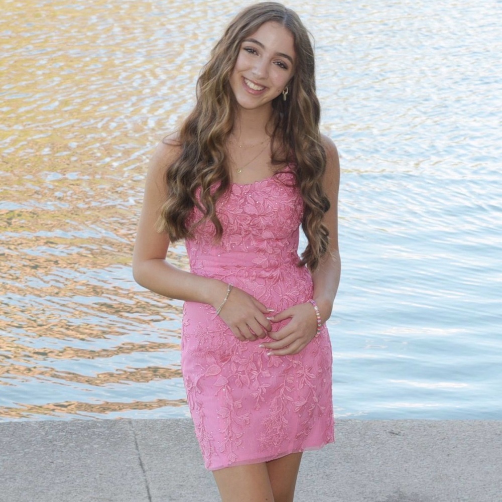 Sherri Hill Hot Pink Strapless homecoming prom Dress
